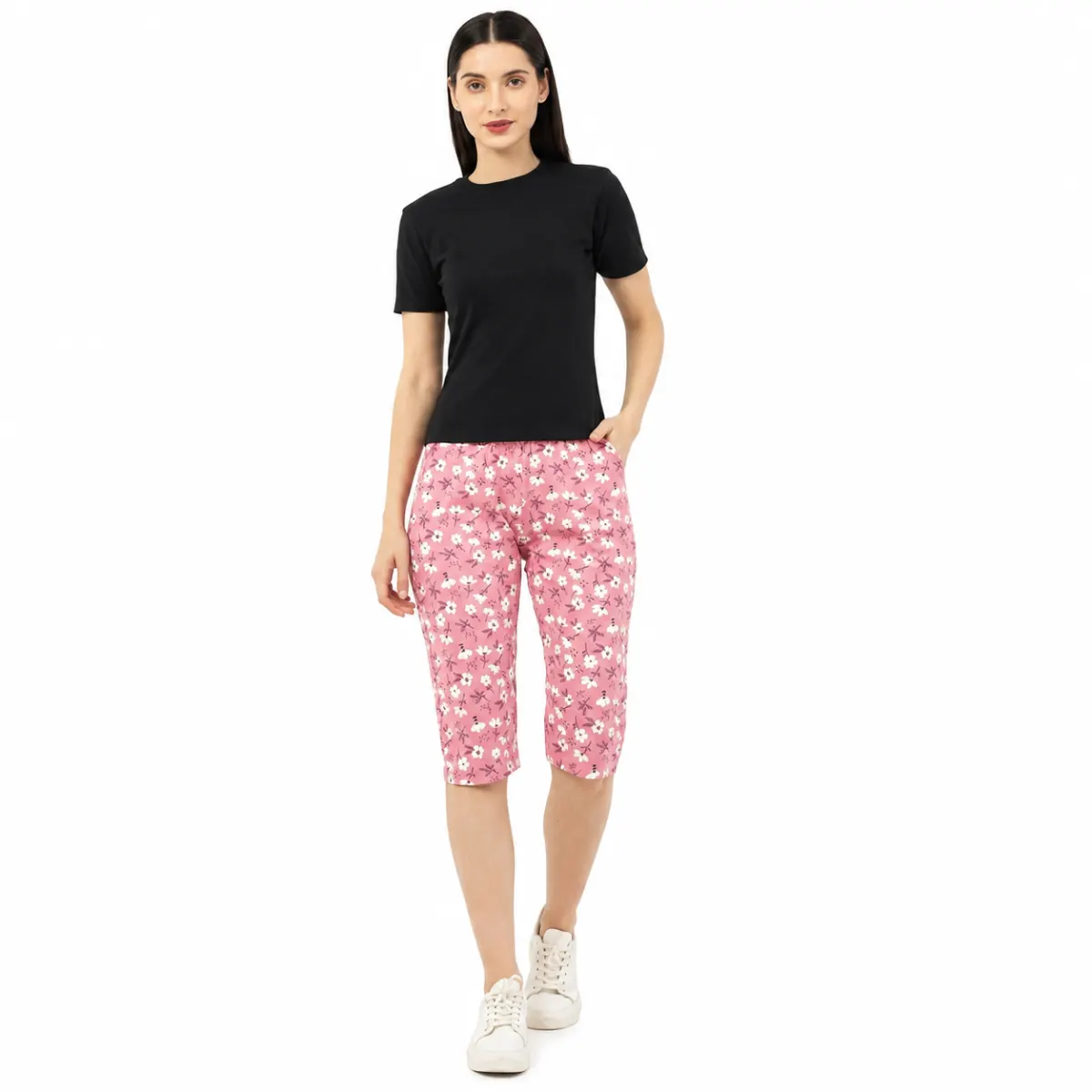 Women's Printed Capri Pants - Super Combed Cotton | Soft & Comfortable