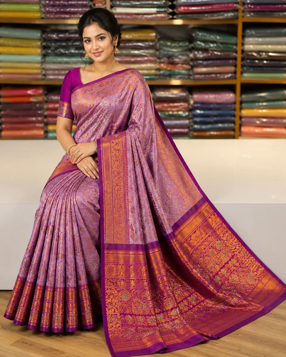 Premium Majanta Soft Silk Saree with Rich Copper Zari Work