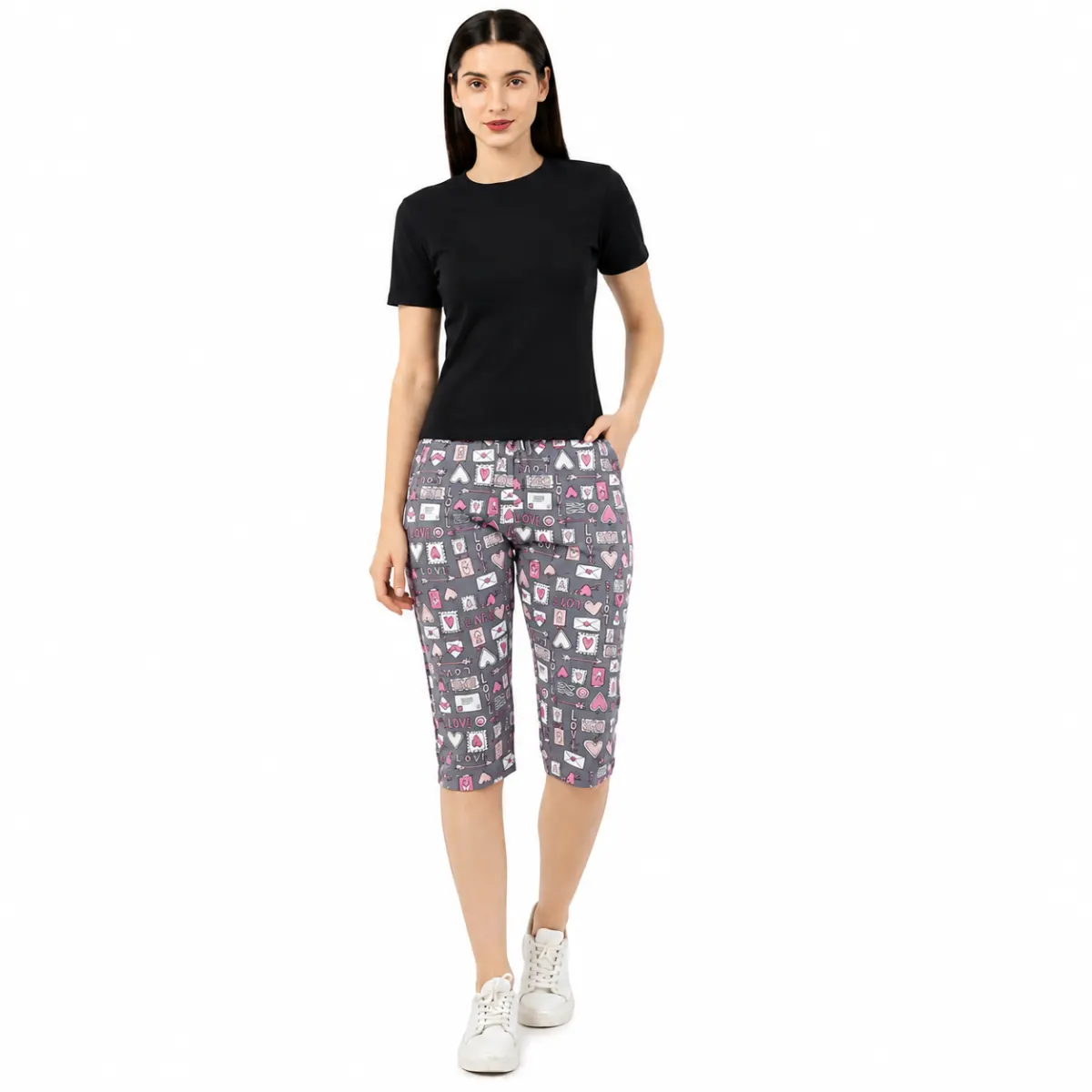Women's Printed Capri Pants - Super Combed Cotton | Soft & Comfortable